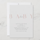 Modernste Minimal Dusty Pink Baby Dusche Einladung (Vorderseite)