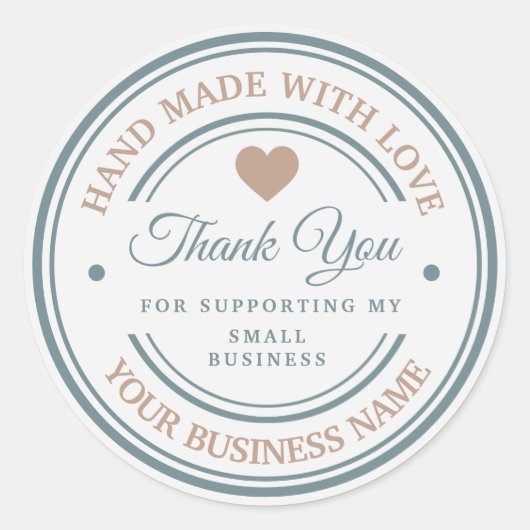 Modernste, weiße Handarbeit mit Liebe | Vielen Dan Runder Aufkleber (Vorderseite)