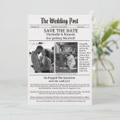 Modernste Zeitung Hochzeit speichern das Datum Einladung (Stehend Vorderseite)