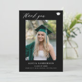 Modernster Abschluss des Schwarzen Fotos Dankeskarte (Stehend Vorderseite)