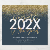 Modernster Glitzer-Abschluss mit blauer und golden Schaumweinetikett (Einzelnes Label)