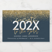 Modernster Glitzer-Abschluss mit blauer und golden Schaumweinetikett (Einzelnes Label)