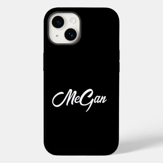 Modernster Name Minimal Monogramm Schwarz. Case-Mate iPhone Hülle (Rückseite)