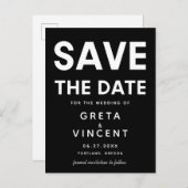 Modernstes Schwarzweiß Save the Date Postkarte (Vorne/Hinten)