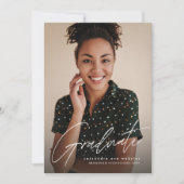 Modernstes Skript, einfaches Foto Abschluss Einladung (Vorderseite)