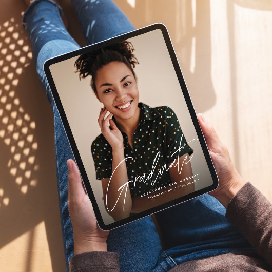 Modernstes Skript, einfaches Foto Abschluss Einladung