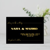 ModernTypografie | Minimalistische Hochzeit Folieneinladung (Stehend vorne)