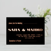 ModernTypografie | Minimalistische Hochzeit Folieneinladung (Stehend vorne)