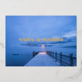 ModernTypografie | Minimalistische Hochzeit Folieneinladung (Rückseite)