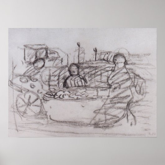 Modersohn Becker - Drei Frauen am Markt Poster (Vorne)