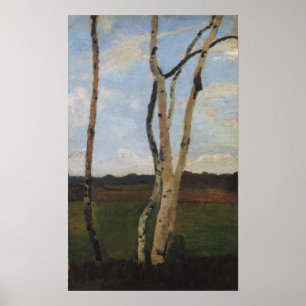 Modersohn-Becker - Landschaft mit Birkenstämmen Poster