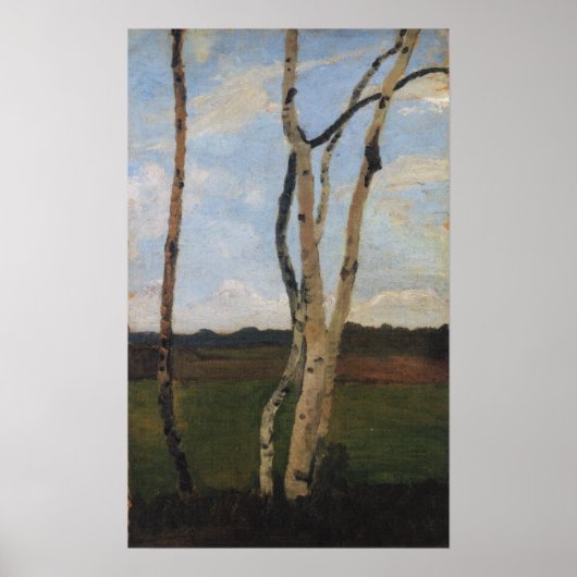 Modersohn-Becker - Landschaft mit Birkenstämmen Poster (Vorne)