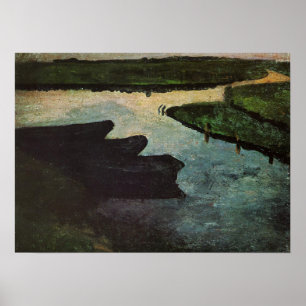Modersohn-Becker - Marschenkanal mit Torfbooten Poster