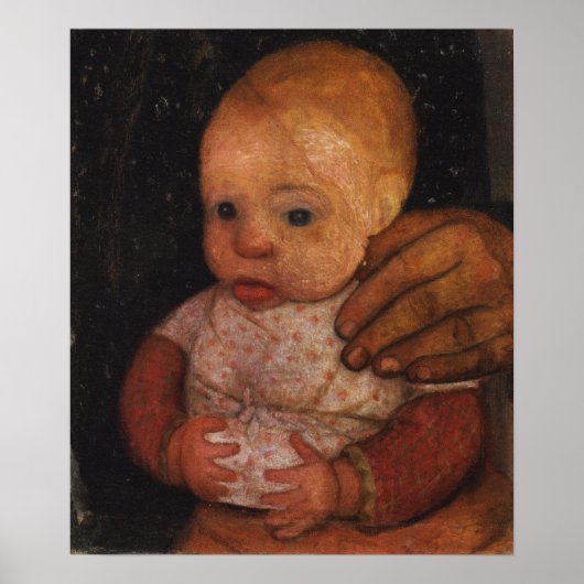 Modersohn-Becker - Säugling mit der Hand ihrer Mut Poster (Vorne)