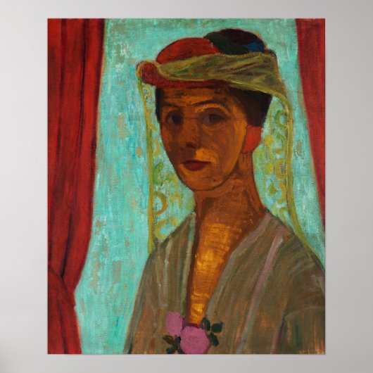 Modersohn-Becker - Selbstportrait mit Hut und Schl Poster (Vorne)