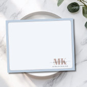Modert Mocha Mousse Monogram Dusty Blue Mitteilungskarte