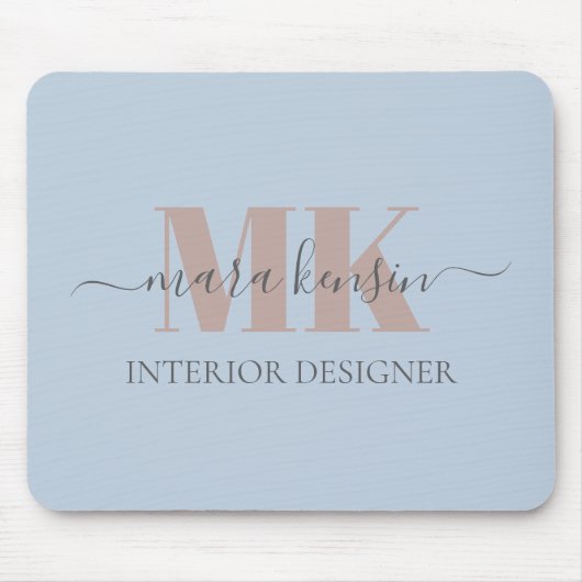 Modert Mocha Mousse Monogram Dusty Blue Mousepad (Vorne)