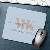 Modert Mocha Mousse Monogram Dusty Blue Mousepad