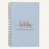 Modert Mocha Mousse Monogram Dusty Blue Notizblock (Vorderseite)