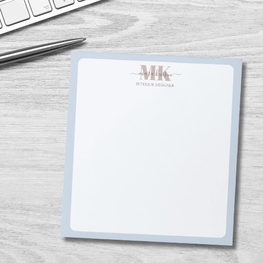 Modert Mocha Mousse Monogram Dusty Blue Notizblock