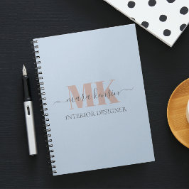 Modert Mocha Mousse Monogram Dusty Blue Notizblock