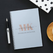 Modert Mocha Mousse Monogram Dusty Blue Notizblock