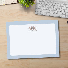 Modert Mocha Mousse Monogram Dusty Blue Post-it Klebezettel