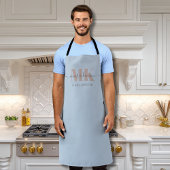 Modert Mocha Mousse Monogram Dusty Blue Schürze