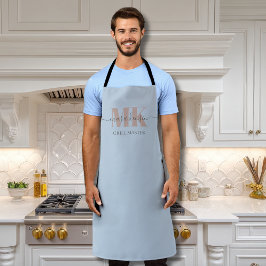 Modert Mocha Mousse Monogram Dusty Blue Schürze