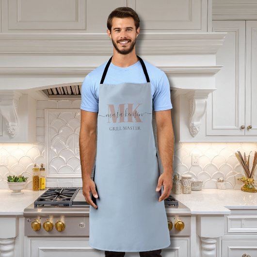 Modert Mocha Mousse Monogram Dusty Blue Schürze