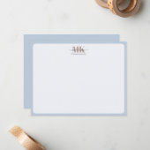 Modert Mocha Mousse Monogram Staubblau Mitteilungskarte (Vorderseite/Rückseite Beispiel)