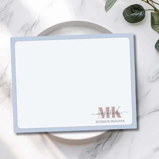 Modert Mocha Mousse Monogram Staubblau Mitteilungskarte