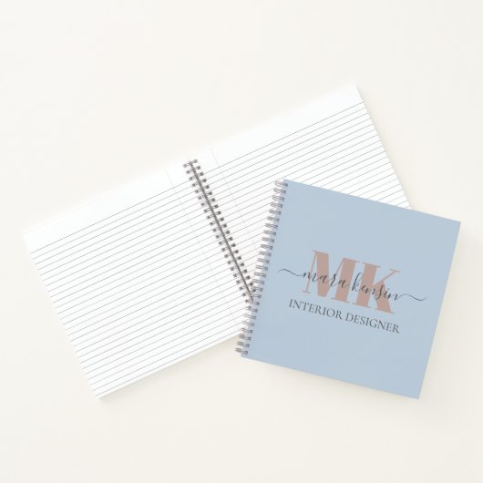 Modert Mocha Mousse Monogram Staubblau Notizblock (Innenseite)