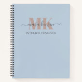 Modert Mocha Mousse Monogram Staubblau Notizblock (Vorderseite)