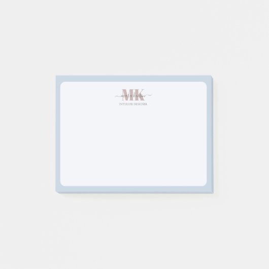 Modert Mocha Mousse Monogram Staubblau Post-it Klebezettel (Vorderseite)