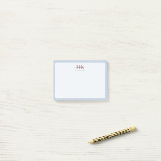 Modert Mocha Mousse Monogram Staubblau Post-it Klebezettel (Auf Schreibtisch)