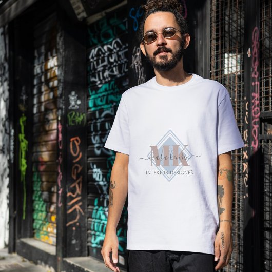 Modert Mocha Mousse Monogram Staubblau T-Shirt