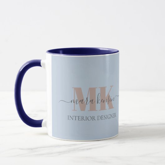 Modert Mocha Mousse Monogram Staubblau Tasse (Links)