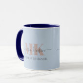 Modert Mocha Mousse Monogram Staubblau Tasse (Vorderseite Links)