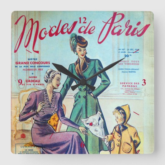 Modes De Paris. 2. Quadratische Wanduhr (Vorderseite)