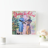 Modes De Paris. Quadratische Wanduhr (Zuhause)