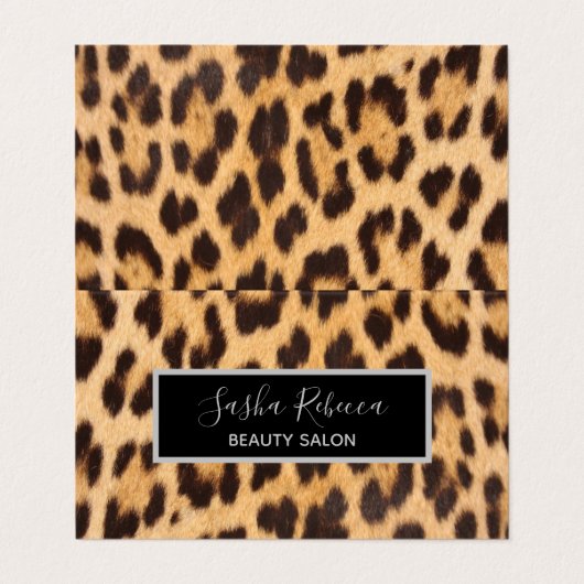 Modesalon Beauty WELLNESS-CENTER Stylist Leopard D Visitenkarten (Außenseite Aufgefaltet)