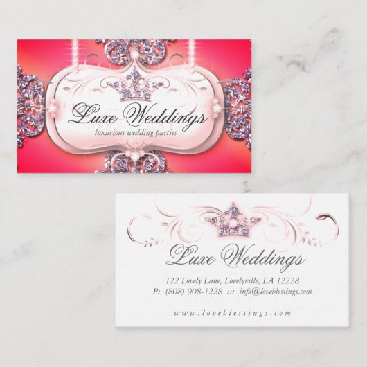 Modeschmuck Hochzeit Eleganter Crown Glitzer Bus Visitenkarte (Vorne/Hinten)