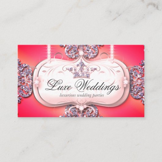 Modeschmuck Hochzeit Eleganter Crown Glitzer Bus Visitenkarte (Vorderseite)