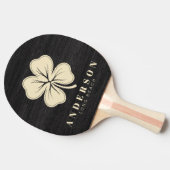Modest Dark Wood Four Leaf Clover with Name Tischtennis Schläger (Seitenansicht)