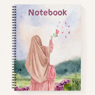 Modest Girl in Nature - Pink & Purple Watercolor N Notizblock