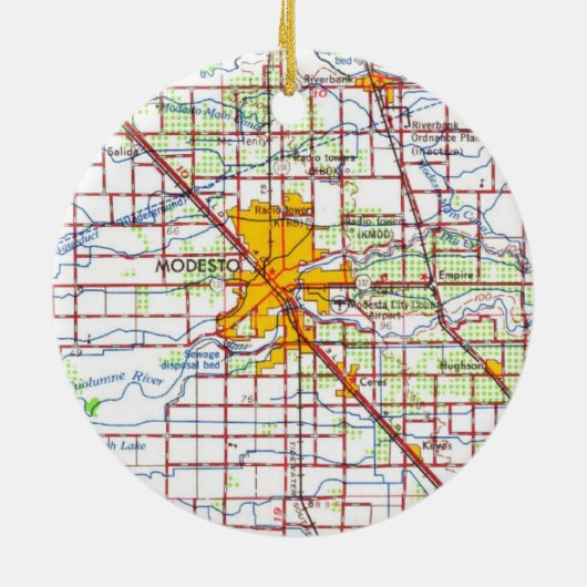 Modesto CA 1966 Karte Keramik Ornament (Hinten)