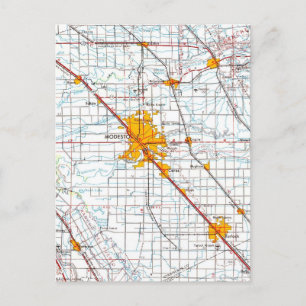 Modesto California Vintag Map Postkarte