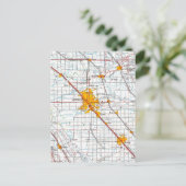 Modesto California Vintag Map Postkarte (Stehend Vorderseite)