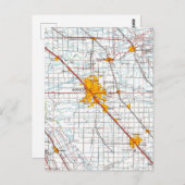 Modesto California Vintag Map Postkarte (Vorne/Hinten)